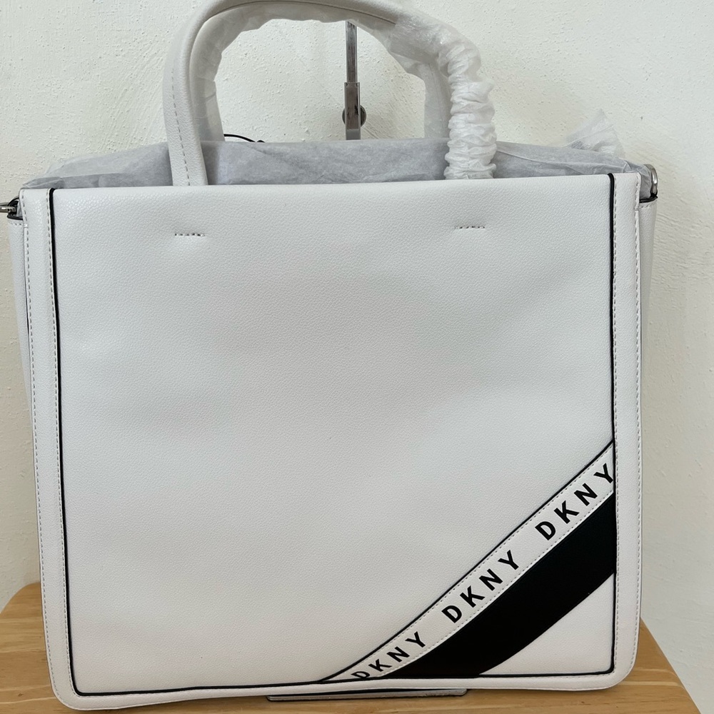 DKNY White Leather Tote Handbag Purse